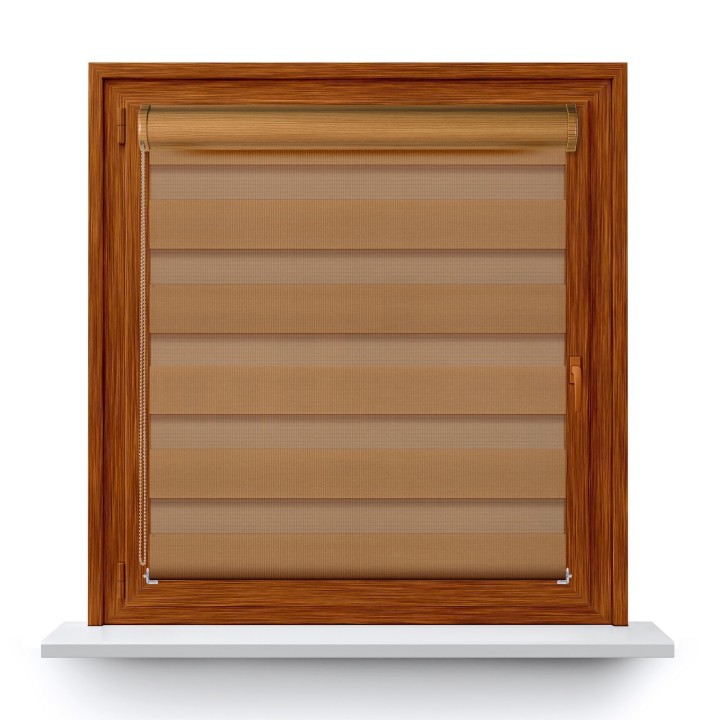 Roleta w kasecie PCV Dzień Noc Przyciemniająca Classic bez prowadnic Jasnobrązowa 1210