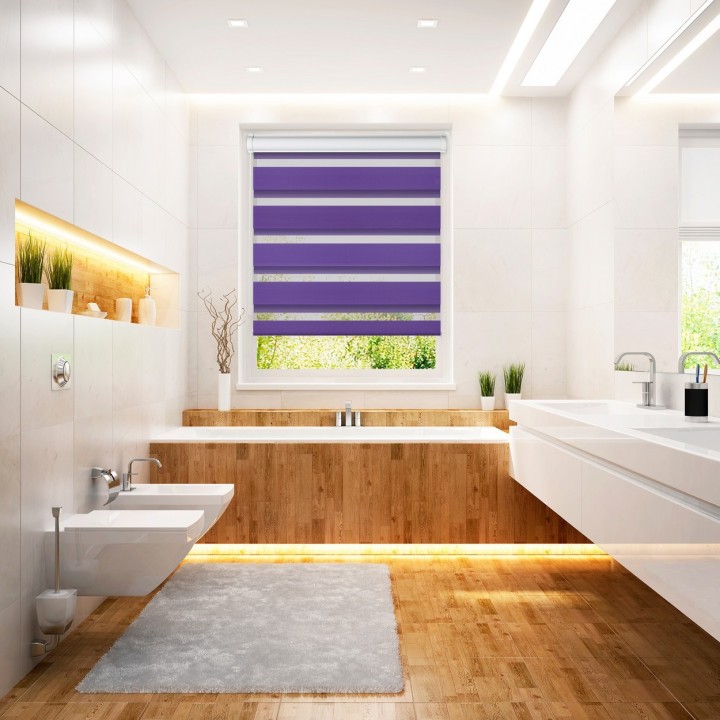 Roleta w kasecie PCV Dzień Noc Przyciemniająca Classic z prowadnicą Fioletowa 608