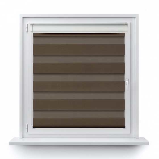 Roller blind in PVC cassette Day-Night Classic brown 06