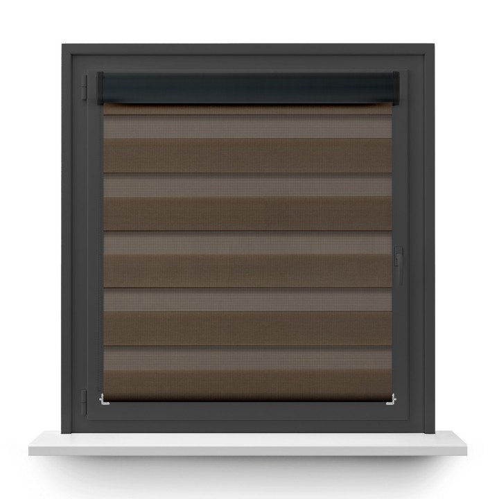 Roleta w kasecie PCV Dzień Noc Przyciemniająca Classic z prowadnicą Brązowa 6