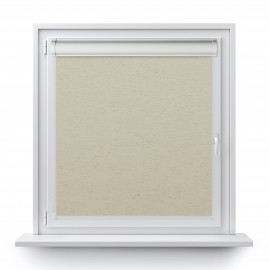 Blackout roller blind in PVC cassette with a guide beige 063
