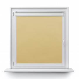 Blackout roller blind in PVC cassette with a guide yellow 057