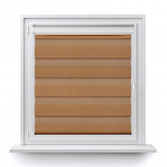 Roller blind in PVC cassette with guide Day-Night Classic light brown 1210