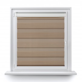 Roller blind in PVC cassette with guide Day-Night Classic dark beige 02