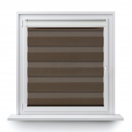 Roller blind in PVC cassette with guide Day-Night Classic brown 06