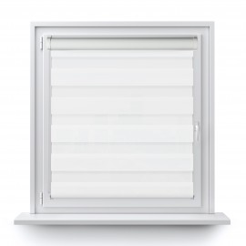Roller blind in PVC cassette with guide Day-Night Classic white 01