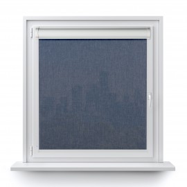 Roller blind in PVC cassette with a guide melange blue 733