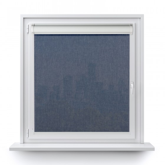 Roller blind in PVC cassette with a guide melange blue 733