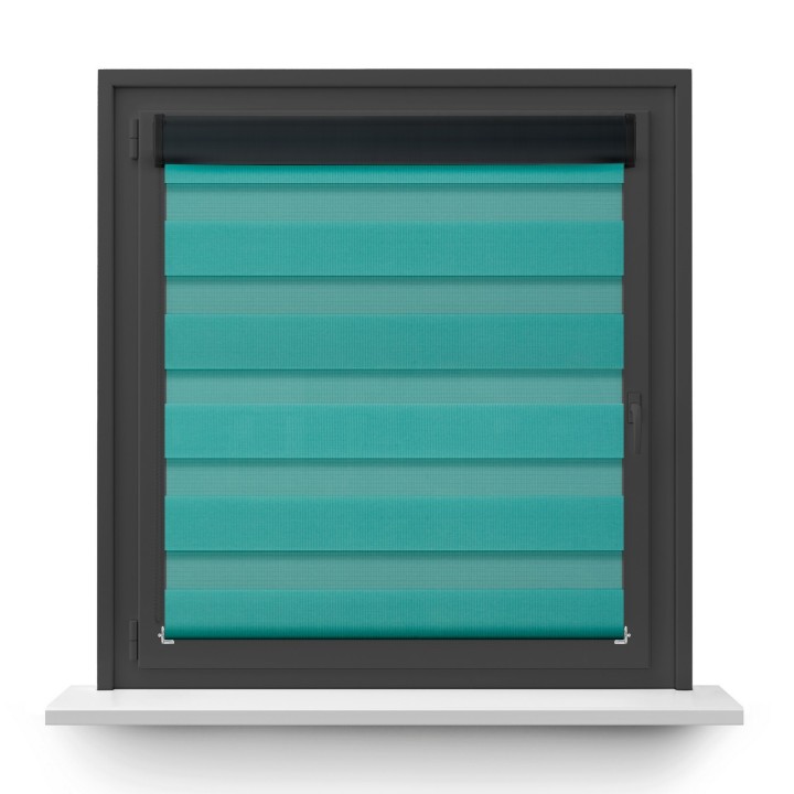 Roleta w kasecie PCV Dzień Noc Przyciemniająca Classic z prowadnicą Turkusowa 1208