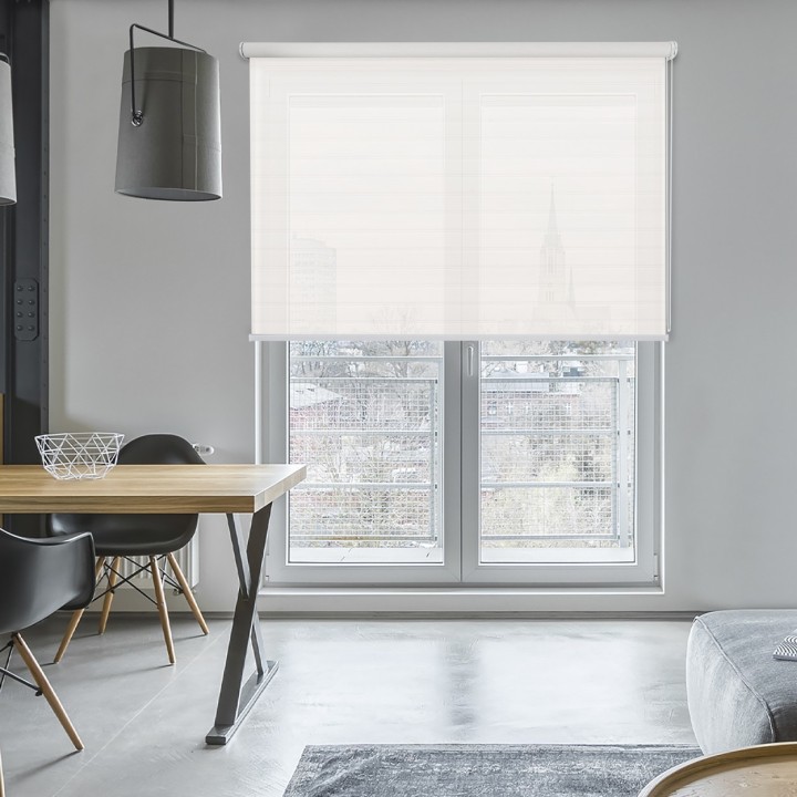 Roleta wolnowisząca Gładka Przyciemniająca Ex Paski Biała 71