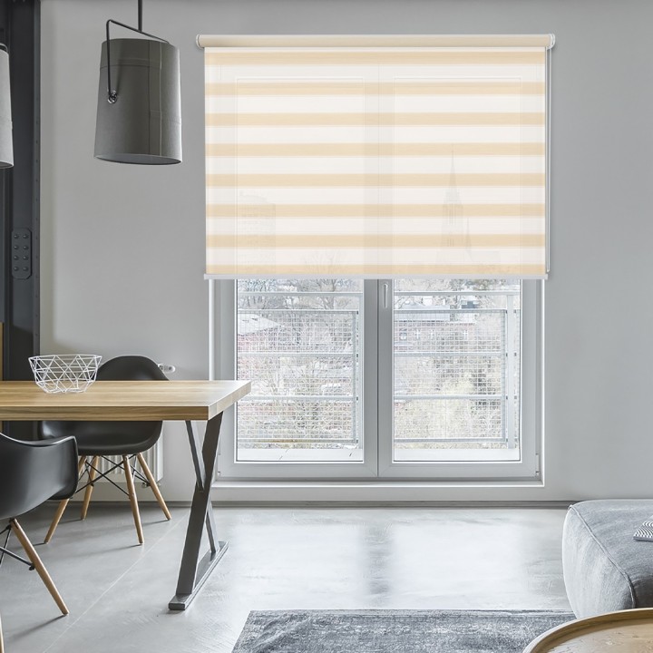 Roleta wolnowisząca Gładka Przyciemniająca Ex Paski Beżowa 74