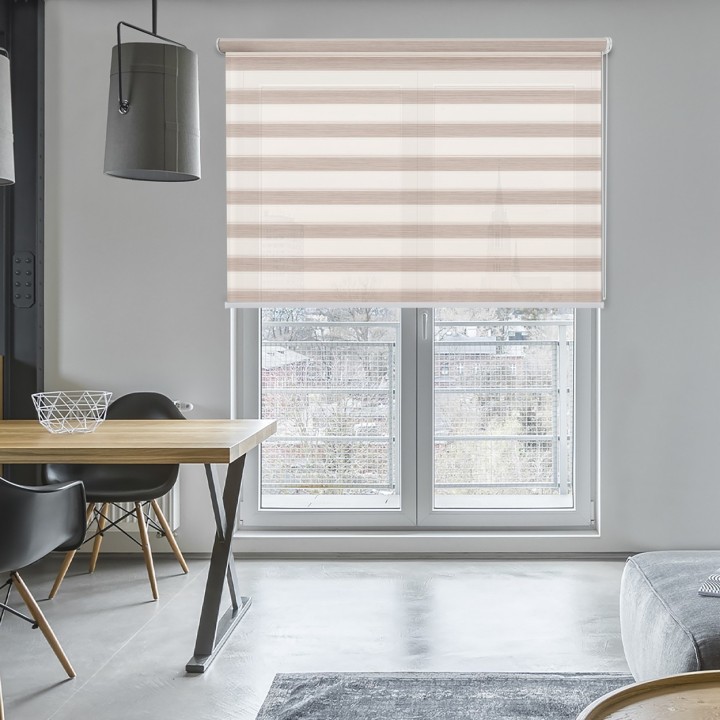 Roleta wolnowisząca Gładka Przyciemniająca Ex Paski Jasnobrązowa 76