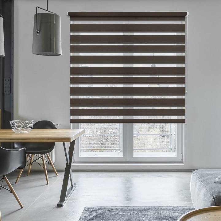 Roleta wolnowisząca Dzień Noc Przyciemniająca Bahama II Drewnopodobna Ciemnobrązowa 16