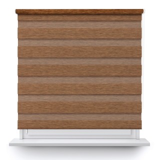 Roleta wolnowisząca Dzień Noc Przyciemniająca Bahama XV Jasno Brązowa Drewnopodobna Bh1503