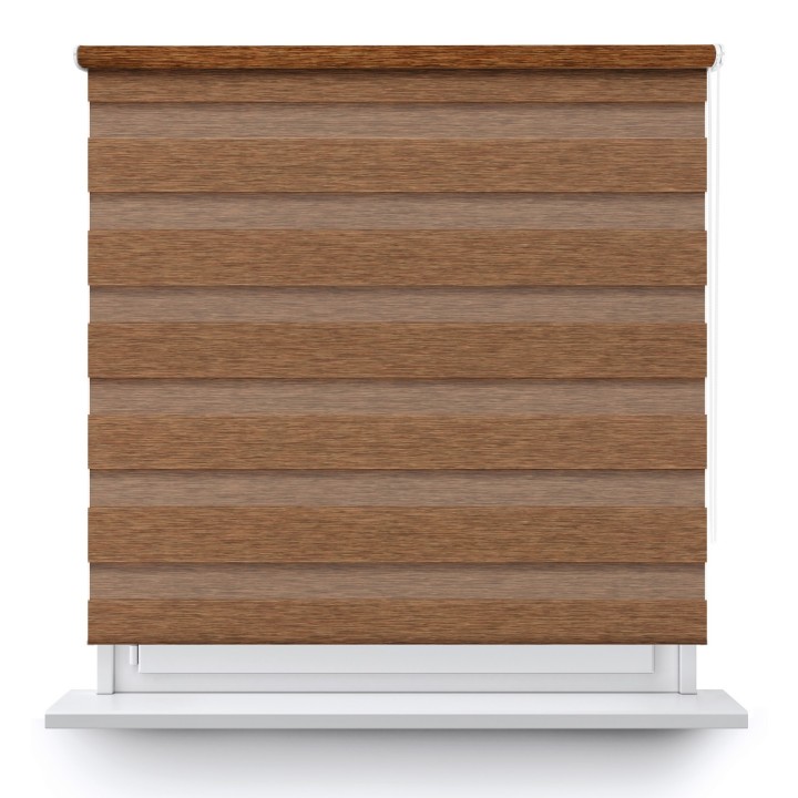 Roleta wolnowisząca Dzień Noc Przyciemniająca Bahama XV Jasno Brązowa Drewnopodobna Bh1503