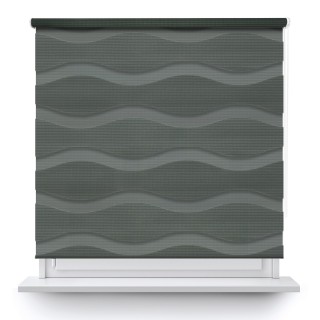 Roleta wolnowisząca Dzień Noc Przyciemniająca Fala Szara 03