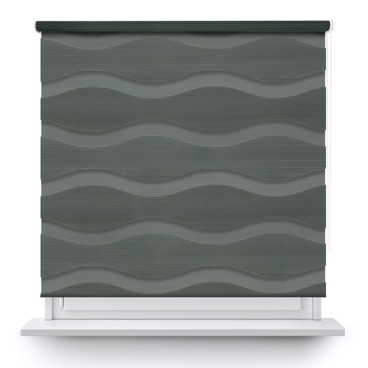 Roleta wolnowisząca Dzień Noc Przyciemniająca Fala Szara 03