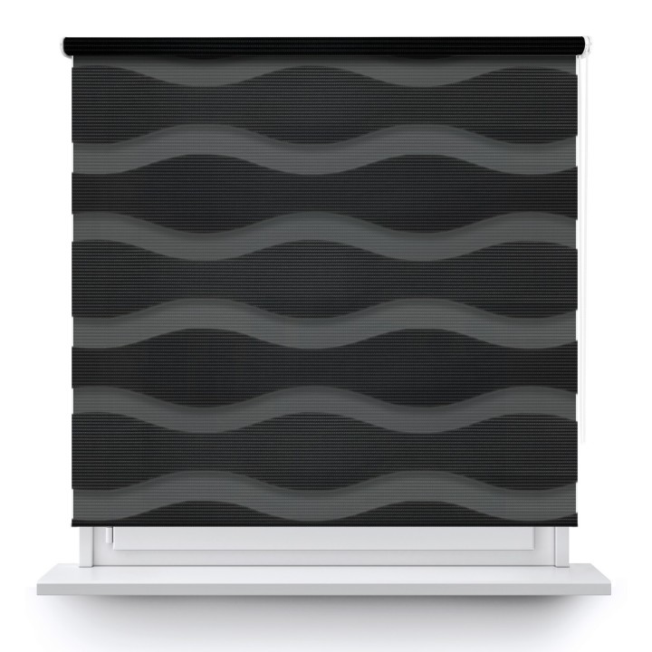 Roleta wolnowisząca Dzień Noc Przyciemniająca Fala Grafit 04