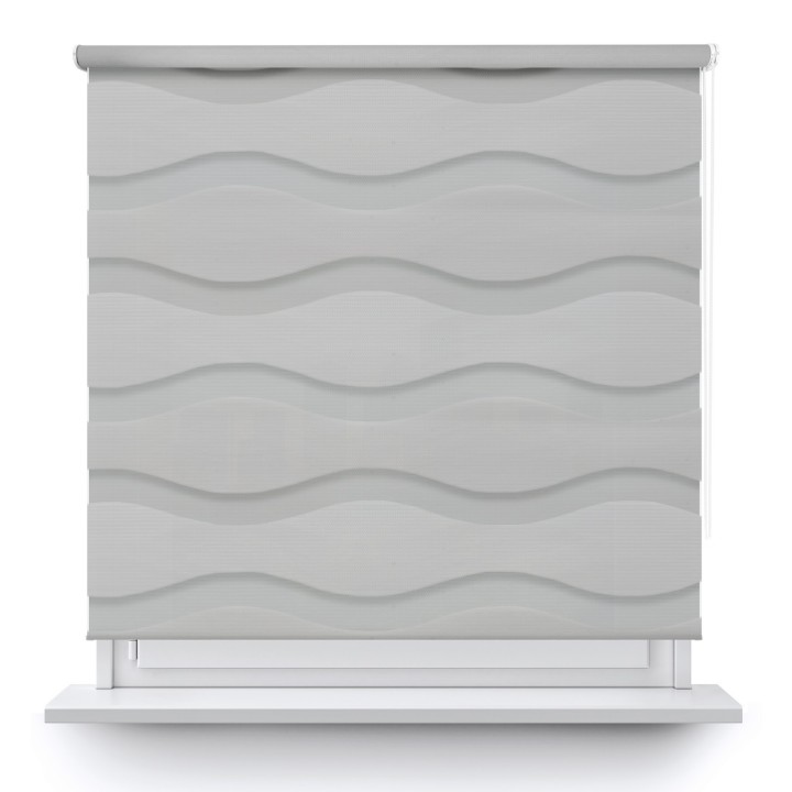 Roleta wolnowisząca Dzień Noc Przyciemniająca Fala Szara 02