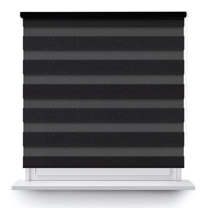 Roleta wolnowisząca Dzień Noc Przyciemniająca Geometric Czarna 14509