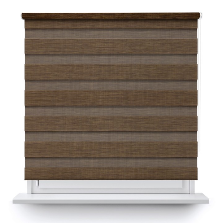 Roleta wolnowisząca Dzień Noc Przyciemniająca Organza Brązowa 4