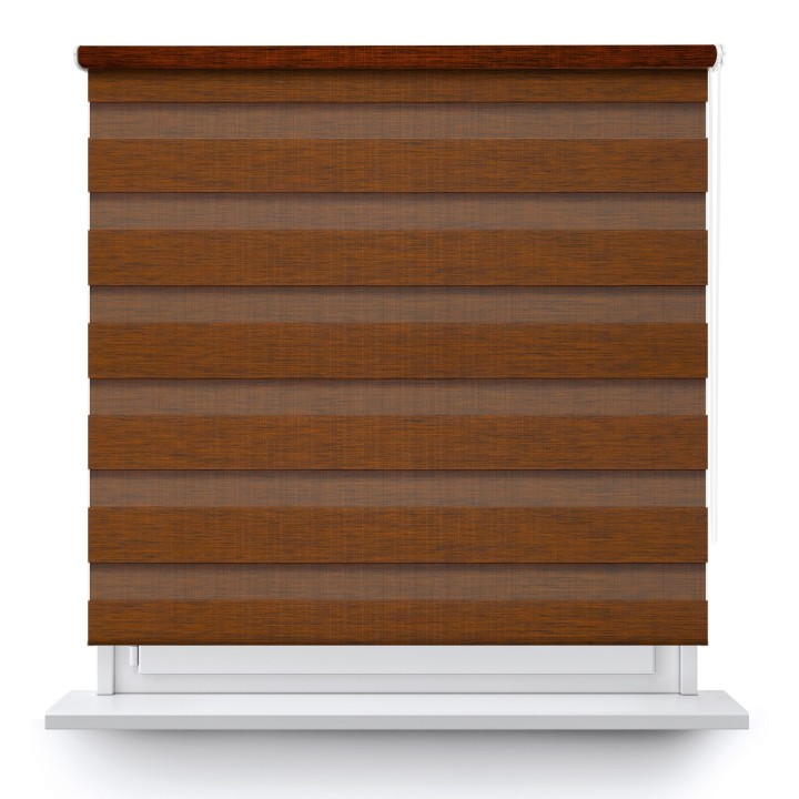 Roleta wolnowisząca Dzień Noc Przyciemniająca Organza Brązowa 6