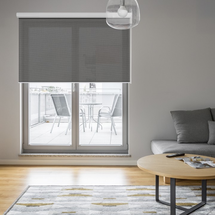 Roleta w kasecie aluminium Gładka Przyciemniająca Screen Ciemnoszara 210