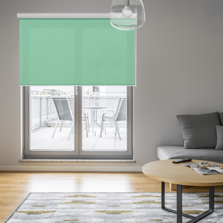 Roleta w kasecie aluminium Gładka Przyciemniająca Melange Turkusowa 731
