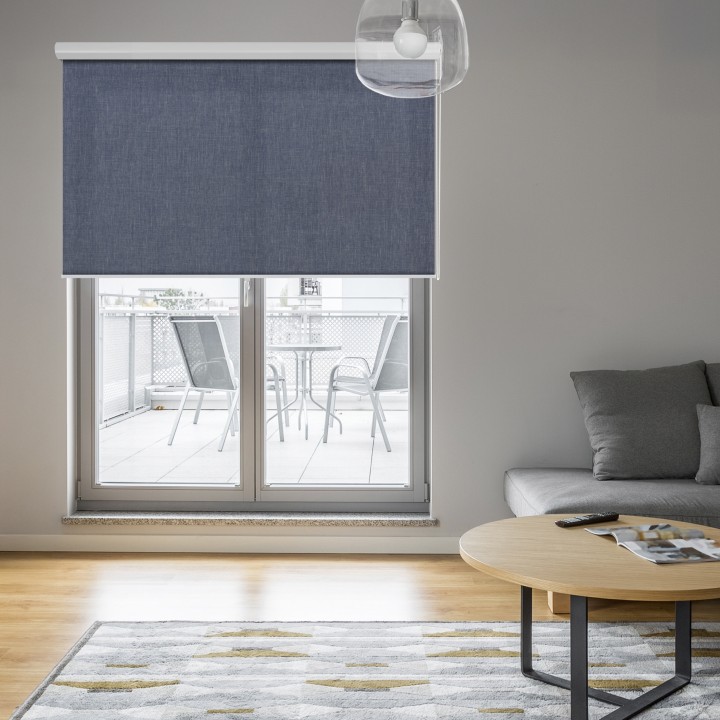 Roleta w kasecie aluminium Gładka Przyciemniająca Melange Niebieska 733