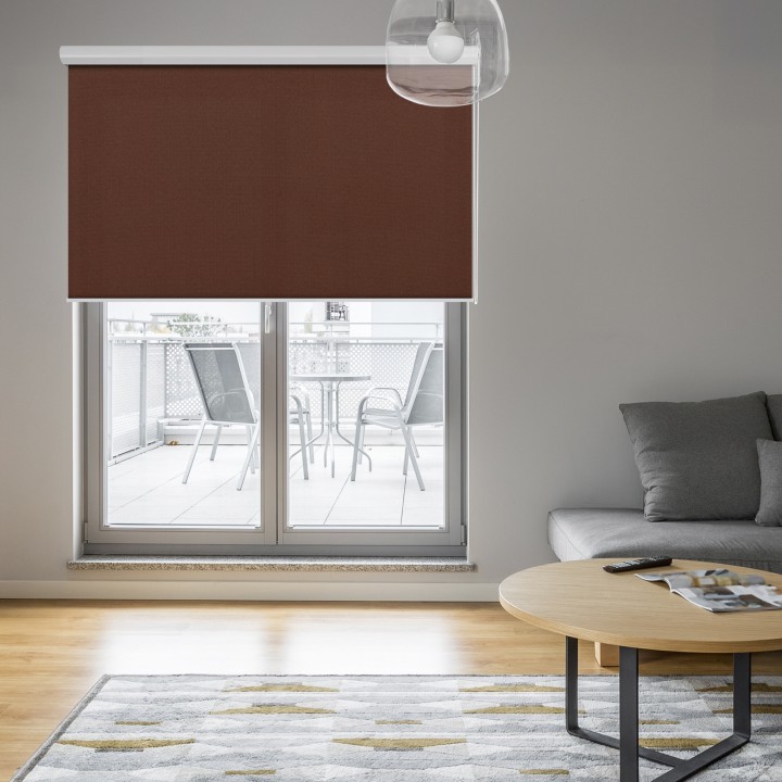 Roleta w kasecie aluminium Gładka Przyciemniająca Madryt Brązowa 856