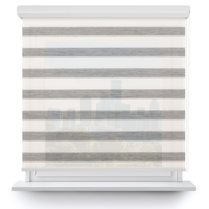 Roleta w kasecie aluminium Gładka Przyciemniająca Ex Paski Szara 73