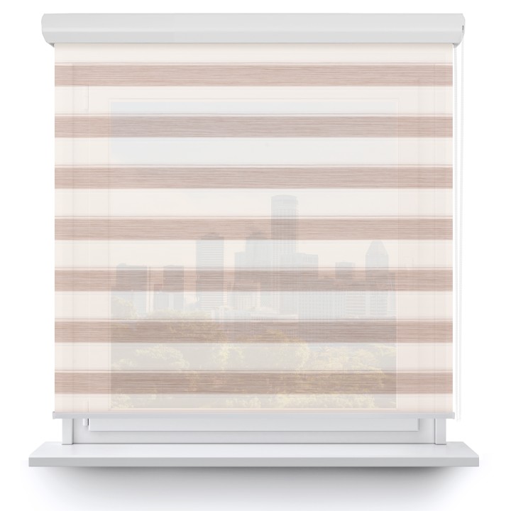 Roleta w kasecie aluminium Gładka Przyciemniająca Ex Paski Jasnobrązowa 76