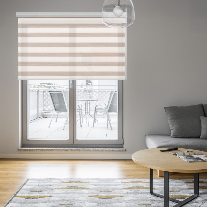 Roleta w kasecie aluminium Gładka Przyciemniająca Ex Paski Jasnobrązowa 76