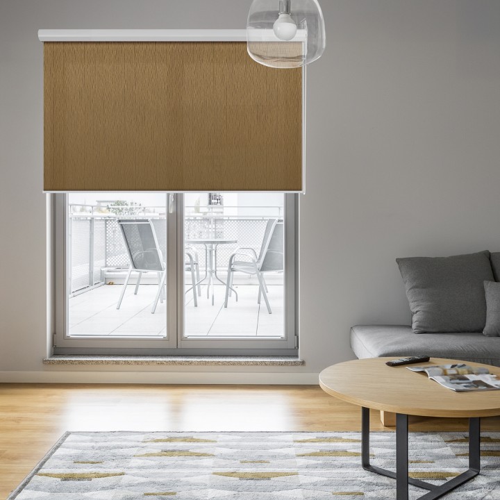 Roleta w kasecie aluminium Gładka Przyciemniająca Bambus Brązowa 323