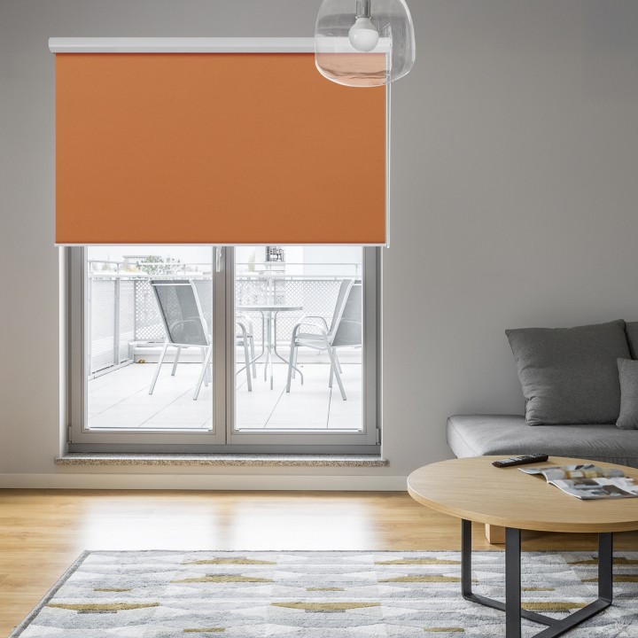 Roleta w kasecie aluminium Gładka Zaciemniająca Termo Zaciemniająca Pomarańczowa 60