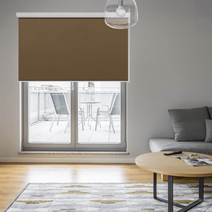 Roleta w kasecie aluminium Gładka Zaciemniająca Termo Zaciemniająca Brązowa 301