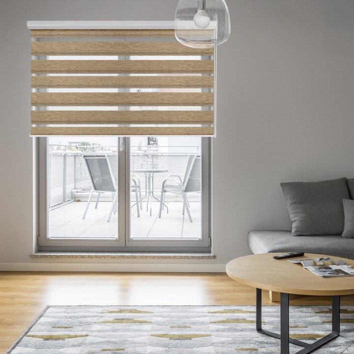 Roleta w kasecie aluminium Dzień Noc Przyciemniająca Bahama II Drewnopodobna Jasnobrązowa 11