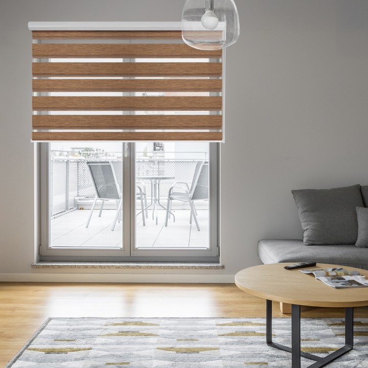 Roleta w kasecie aluminium Dzień Noc Przyciemniająca Bahama II Drewnopodobna Brązowa 15