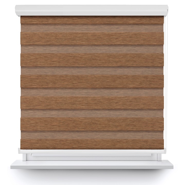 Roleta w kasecie aluminium Dzień Noc Przyciemniająca Bahama XV Jasno Brązowa Drewnopodobna Bh1503