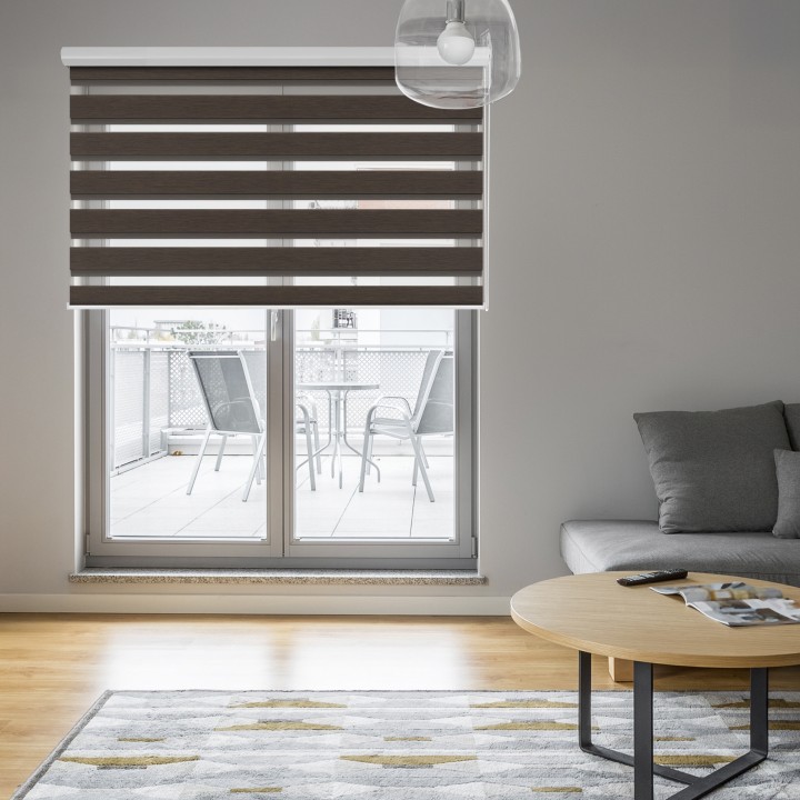 Roleta w kasecie aluminium Dzień Noc Przyciemniająca Bahama XV Brązowa Bh1506