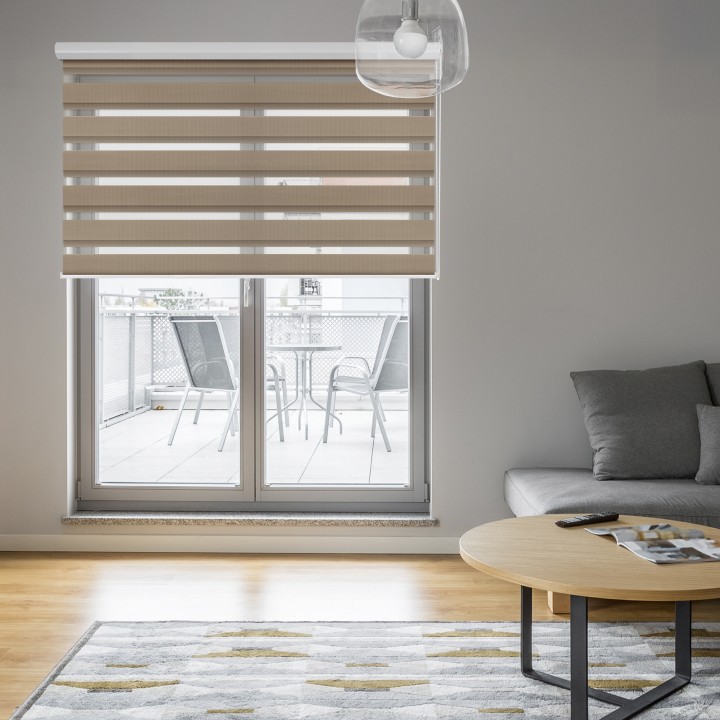 Roleta w kasecie aluminium Dzień Noc Przyciemniająca Classic Ciemnobeżowa 2