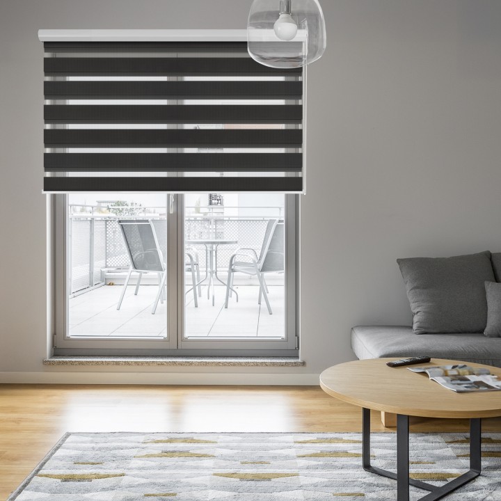 Roleta w kasecie aluminium Dzień Noc Przyciemniająca Classic Czarna 107