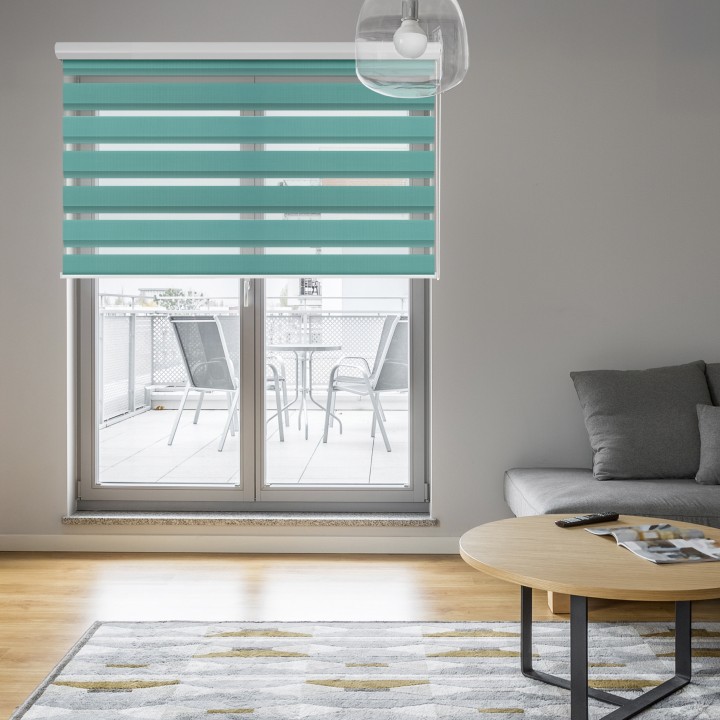 Roleta w kasecie aluminium Dzień Noc Przyciemniająca Classic Turkusowa 1208