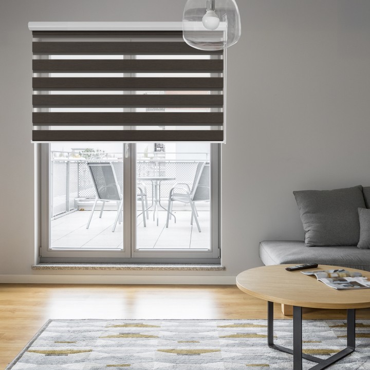 Roleta w kasecie aluminium Dzień Noc Przyciemniająca Forest Ciemnobrązowa 9209