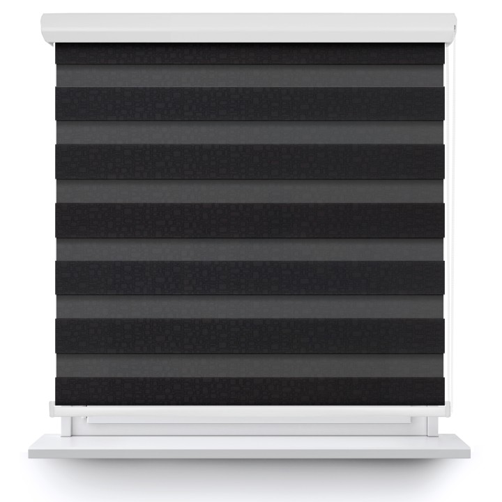 Roleta w kasecie aluminium Dzień Noc Przyciemniająca Geometric Czarna 14509