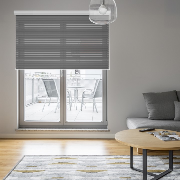 Roleta w kasecie aluminium Dzień Noc Przyciemniająca Modern Szara 1804