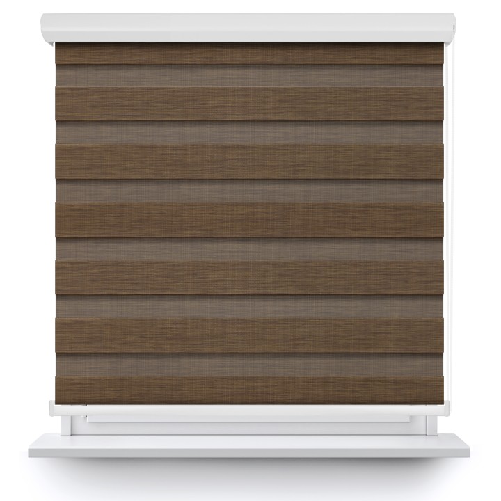 Roleta w kasecie aluminium Dzień Noc Przyciemniająca Organza Brązowa 4