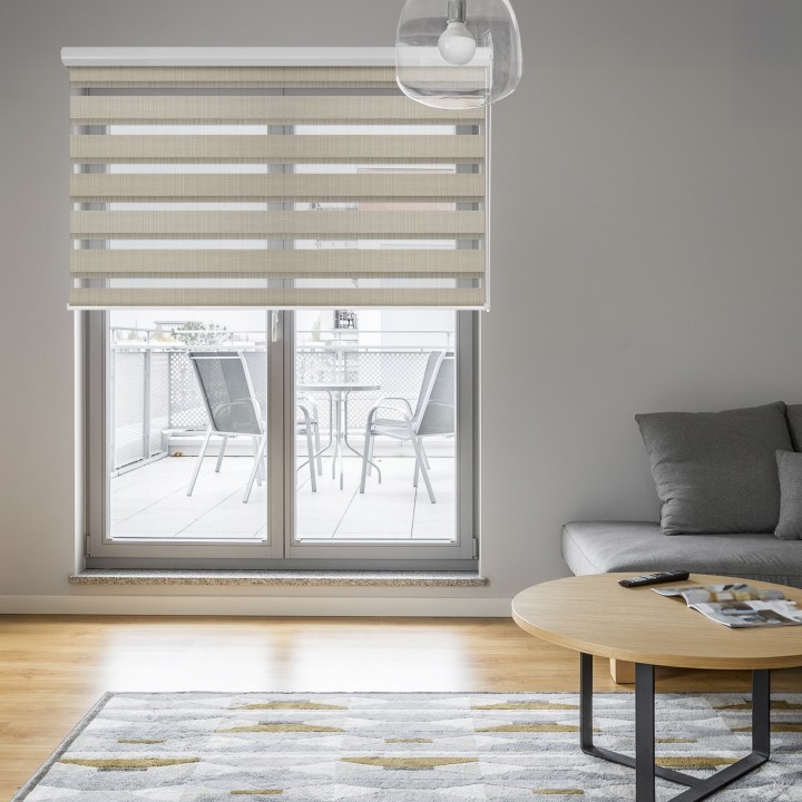 Roleta w kasecie aluminium Dzień Noc Przyciemniająca Organza Beżowa 2