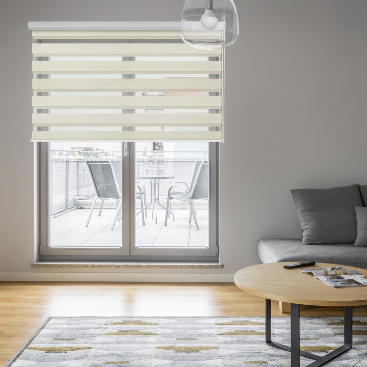 Roleta w kasecie aluminium Dzień Noc Przyciemniająca Romance Kremowa 1023