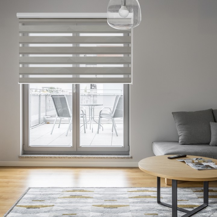 Roleta w kasecie aluminium Dzień Noc Przyciemniająca Romance Szara 1045